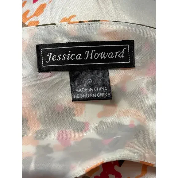 Jessica Howard Women's Missy Floral Print Mini Dress Sz 6 Pink White Cottagecore - Picture 6 of 7